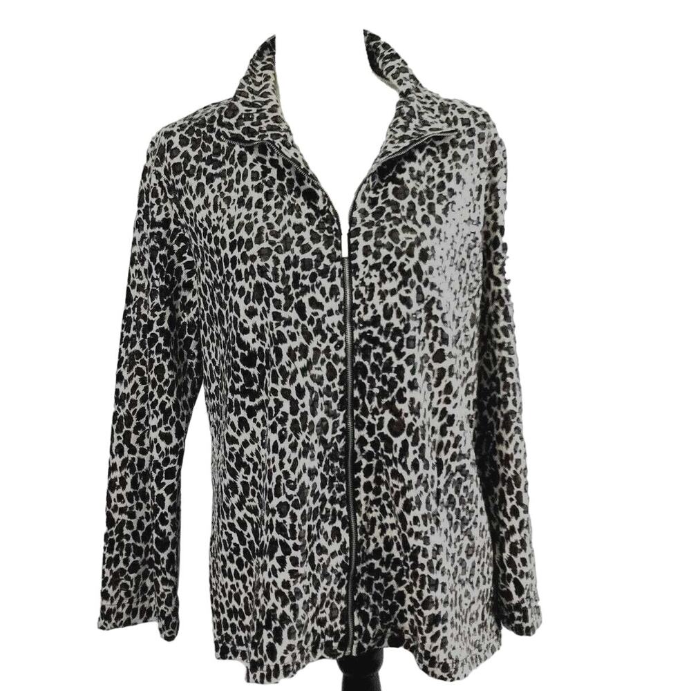 Erin London Jacket  Womans Large Animal Print‎ Shimmer Brown Black
